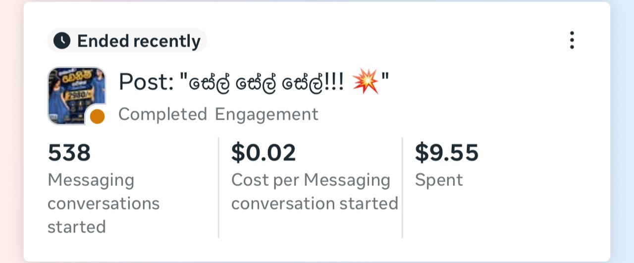 Meta Ads campaign result 01